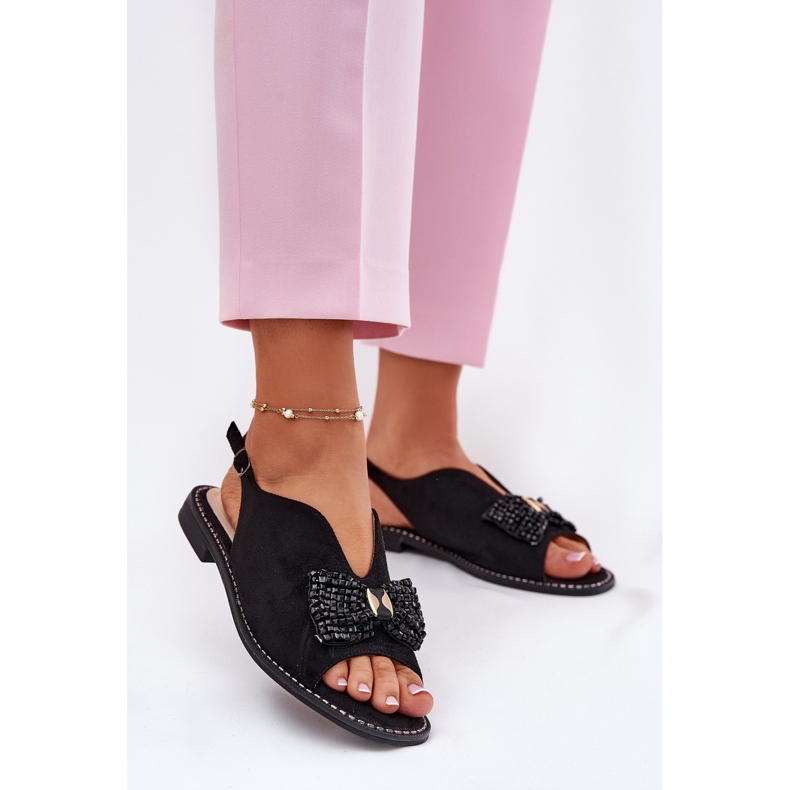 S.Barski Women's sandals with flat-heeled bow s. Barski kv51-014 black 2 S.Barski Women's sandals with flat-heeled bow s. Barski kv51-014 black 2