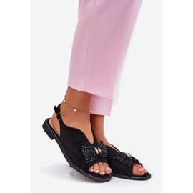 S.Barski Women's sandals with flat-heeled bow s. Barski kv51-014 black 1 S.Barski Women's sandals with flat-heeled bow s. Barski kv51-014 black 1