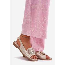 S.Barski Women's sandals with a decorative detail of S. Barski KV51-081 PLN golden 1 S.Barski Women's sandals with a decorative detail of S. Barski KV51-081 PLN golden 1