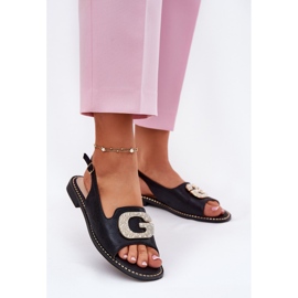 S.Barski Women's sandals with a decorative detail S. Barski KV51-081 black 2