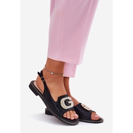 S.Barski Women's sandals with a decorative detail S. Barski KV51-081 black 1