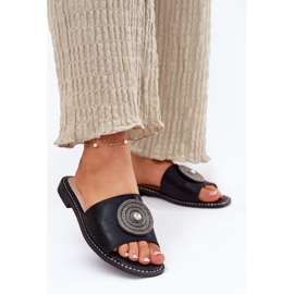 S.Barski Flat-heeled women's flip flops with an ornament S. Barski KV51-013 black 2 S.Barski Flat-heeled women's flip flops with an ornament S. Barski KV51-013 black 2