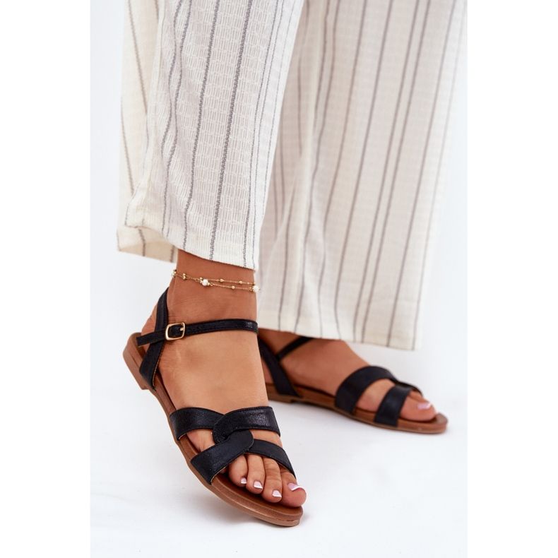 S.Barski Flat glossy women's sandals S. Barski KV51-022 Black 2