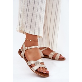 S.Barski Flat glossy women's sandals S. Barski KV51-022 gold golden 2