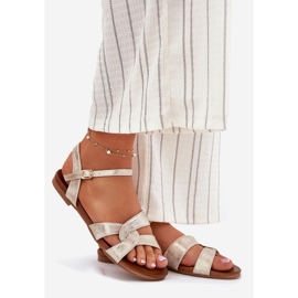 S.Barski Flat glossy women's sandals S. Barski KV51-022 gold golden 1