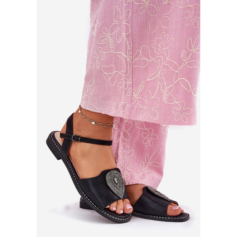 S.Barski Women's flat-heeled sandals with an ornament S. Barski KV51-098 Black 1 S.Barski Women's flat-heeled sandals with an ornament S. Barski KV51-098 Black 1