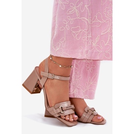 EVento Leather varnished women's sandals on the post beige 1 EVento Leather varnished women's sandals on the post beige 1