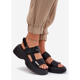 EVento Women's leather sandals on the platform black 1