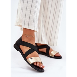 EVento Flat women's sandals with flexible black and gold stripes 2 EVento Flat women's sandals with flexible black and gold stripes 2