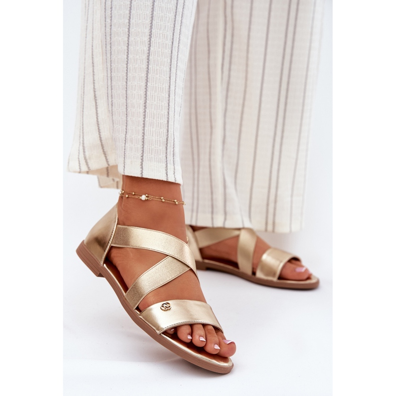 EVento Flat women's sandals with flexible golden stripes 2 EVento Flat women's sandals with flexible golden stripes 2