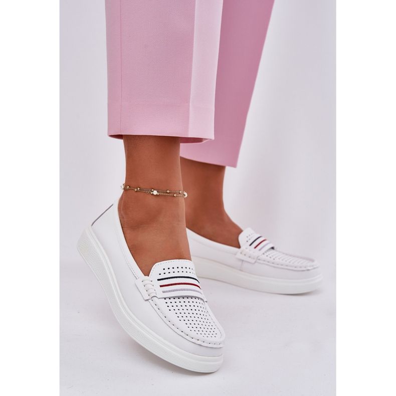 EVento Women's leather loafers white white 2