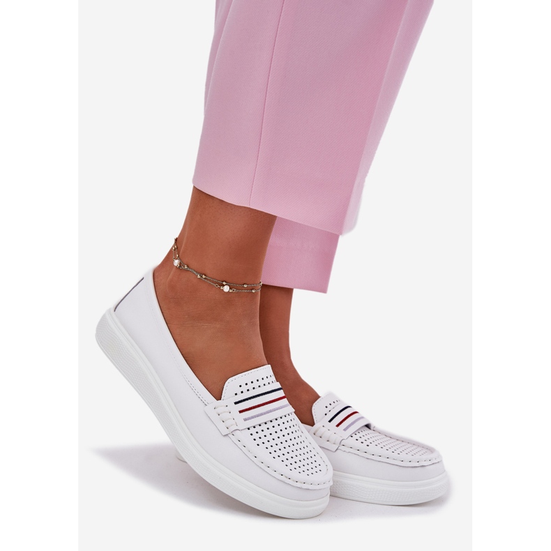 EVento Women's leather loafers white white 1