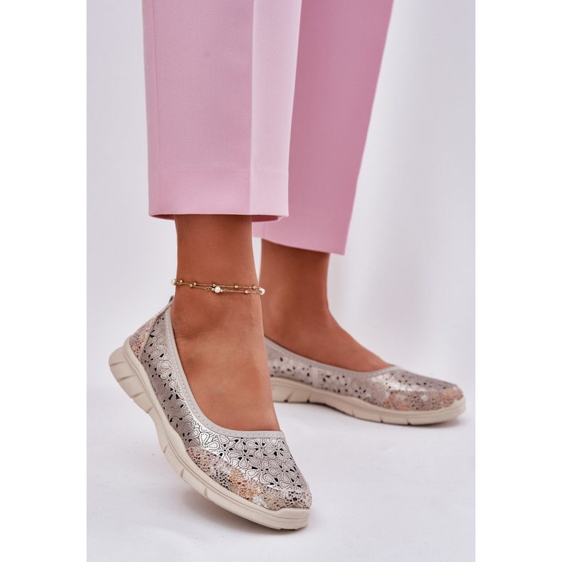 EVento Leather openwork light ballerinas golden ballerinas 2 EVento Leather openwork light ballerinas golden ballerinas 2