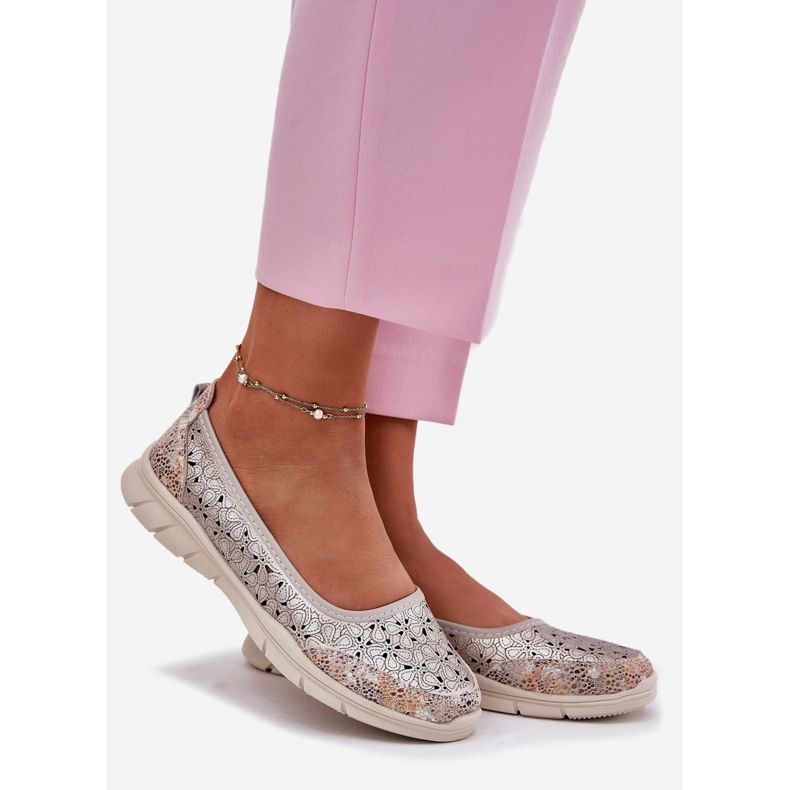 EVento Leather openwork light ballerinas golden ballerinas 1 EVento Leather openwork light ballerinas golden ballerinas 1