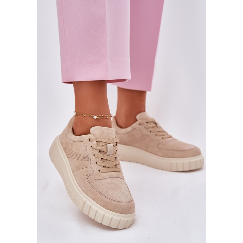 EVento Women's suede sneakers on the platform beige 2