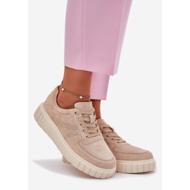 EVento Women's suede sneakers on the platform beige 1