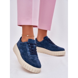 EVento Women's suede sneakers on the platform navy blue 2 EVento Women's suede sneakers on the platform navy blue 2