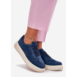 EVento Women's suede sneakers on the platform navy blue 1 EVento Women's suede sneakers on the platform navy blue 1