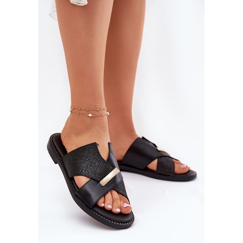 Women's flat heels with a decorative Vinceza 17385 black detail 2 Women's flat heels with a decorative Vinceza 17385 black detail 2