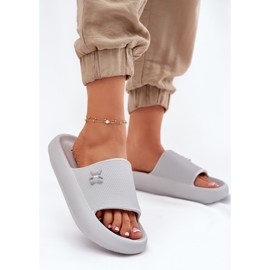 Women's foam flip flops on the platform with a Vinceza teddy bear 75210 gray grey 2