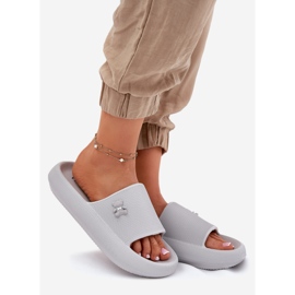 Women's foam flip flops on the platform with a Vinceza teddy bear 75210 gray grey 1
