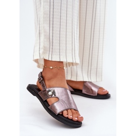 Flat women's sandals with a decorative Vinceza 17378 silver detail 2 Flat women's sandals with a decorative Vinceza 17378 silver detail 2