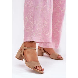 EVento Eco suede classic women's high heels beige sandals 2