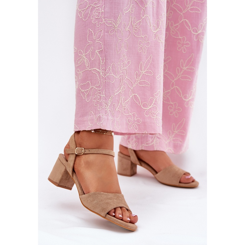 EVento Eco suede classic women's high heels beige sandals 2 EVento Eco suede classic women's high heels beige sandals 2