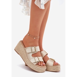 Inna Women's wedges with wedge with braid and golden clamps 1