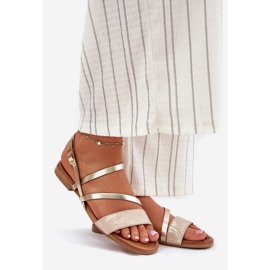 Maciejka flat-heeled women's leather sandals 06966-25 PLN golden 1