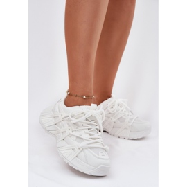 Women's sneakers with double lacing white 2