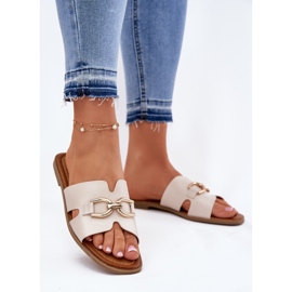 EVento Women's flat flip flops with decorative detail beige 2 EVento Women's flat flip flops with decorative detail beige 2