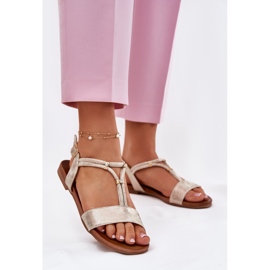 S.Barski Women's flat sandals with stripes S. Barski KV51-120 gold golden 2 S.Barski Women's flat sandals with stripes S. Barski KV51-120 gold golden 2