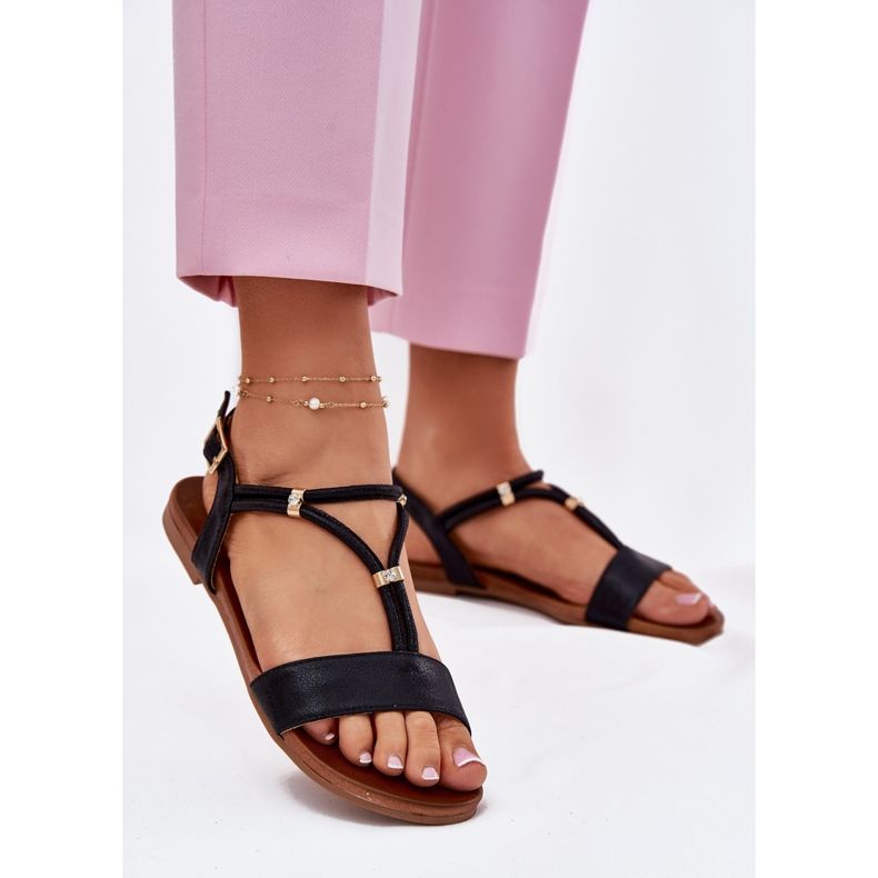 S.Barski Women's flat sandals with stripes S. Barski KV51-120 black 2 S.Barski Women's flat sandals with stripes S. Barski KV51-120 black 2