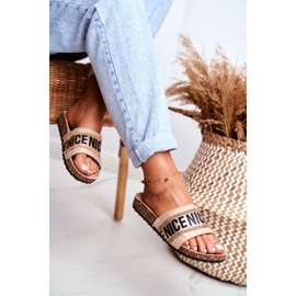 EVento Women's BeNice Beige Flip Flops On Corks With Rhinestones 3