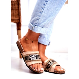EVento Women's BeNice Beige Flip Flops On Corks With Rhinestones 1