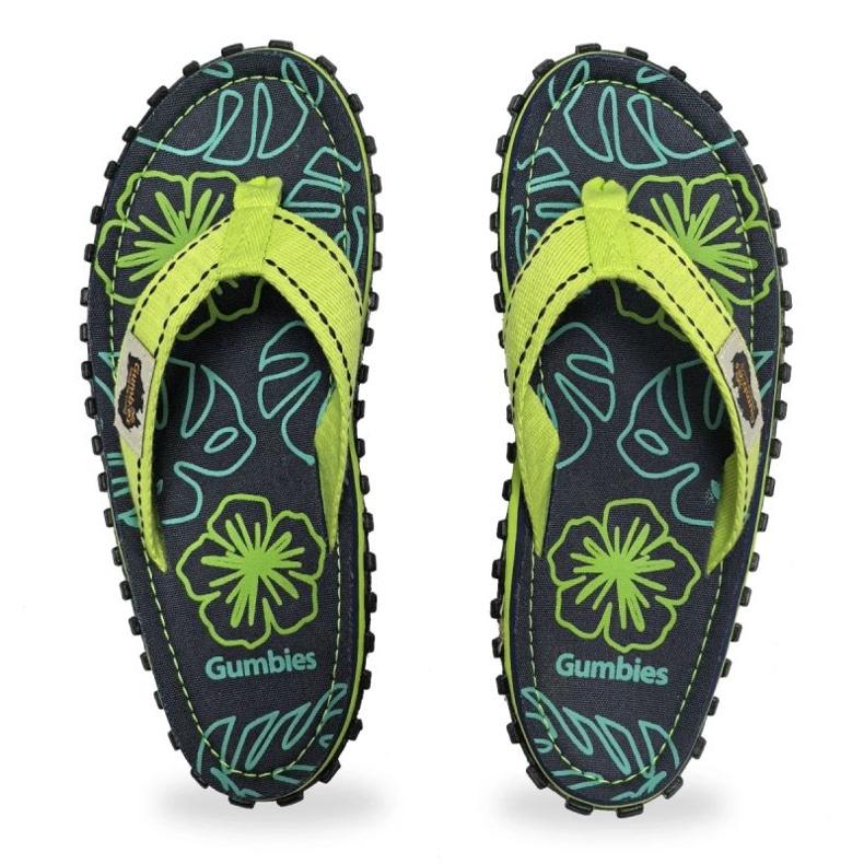 Flip-flops Gumbies Islander Flip-Flops lime hibiscus gu-ffisl148 green 1