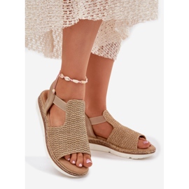 EVento Women's sandals with beige and gold braid 1