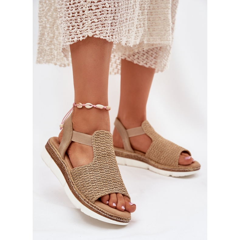 EVento Women's sandals with beige and gold braid 2 EVento Women's sandals with beige and gold braid 2