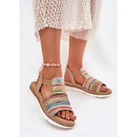 EVento Women's sandals with a multicolor braid beige 2
