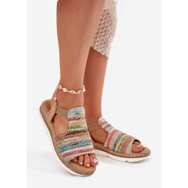 EVento Women's sandals with a multicolor braid beige 1