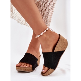Zazoo 40311 suede women's slippers on the cork wedges black wedges 2 Zazoo 40311 suede women's slippers on the cork wedges black wedges 2