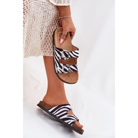 Inna Women's flip flops with zebra buckles white 1