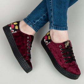 Kylie Velor Burgundy Sneakers multicolored red 1