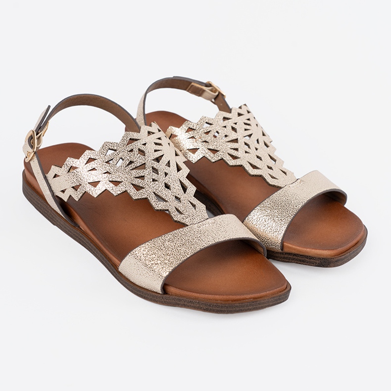 Sergio Leone Gold sandals with openwork decorations golden 1