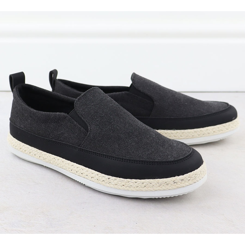 Nowacki Men's shoes espadrilles slipped in black 0017-t 1 Nowacki Men's shoes espadrilles slipped in black 0017-t 1