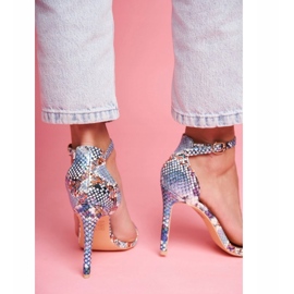 Women's sandals on the heel blue 2