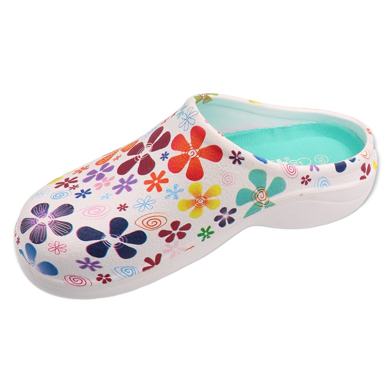 Dr.orto Befado Women's foam slippers 54D110 with flowers white 1 Dr.orto Befado Women's foam slippers 54D110 with flowers white 1