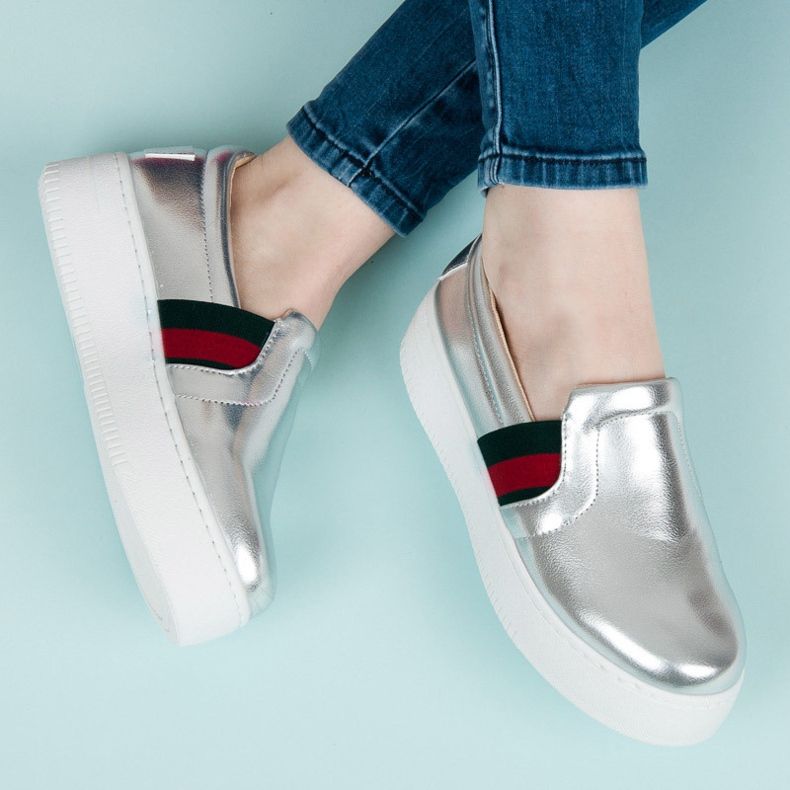 Kylie Slipons on the platform grey 1