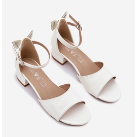EVento Shiny low -heeled girl sandals white 2